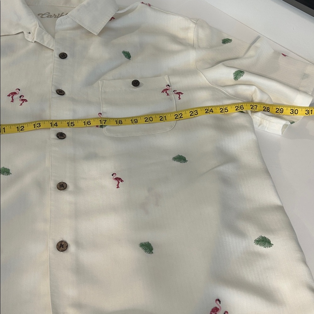 Caribbean Ivory Flamingo Print Men's Shirt - Picture 2 of 5